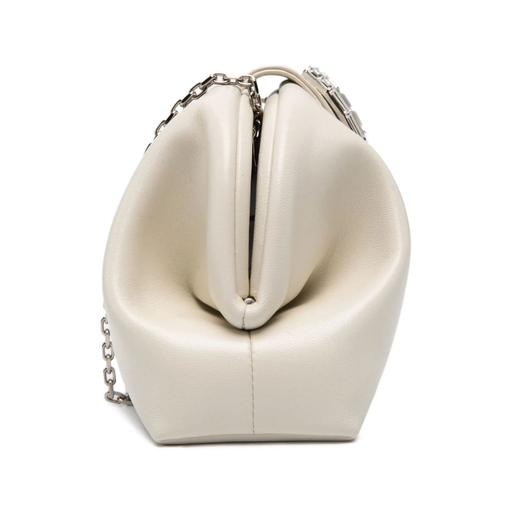 Amina Muaddi Camelia Embellished Clutch Bag In White