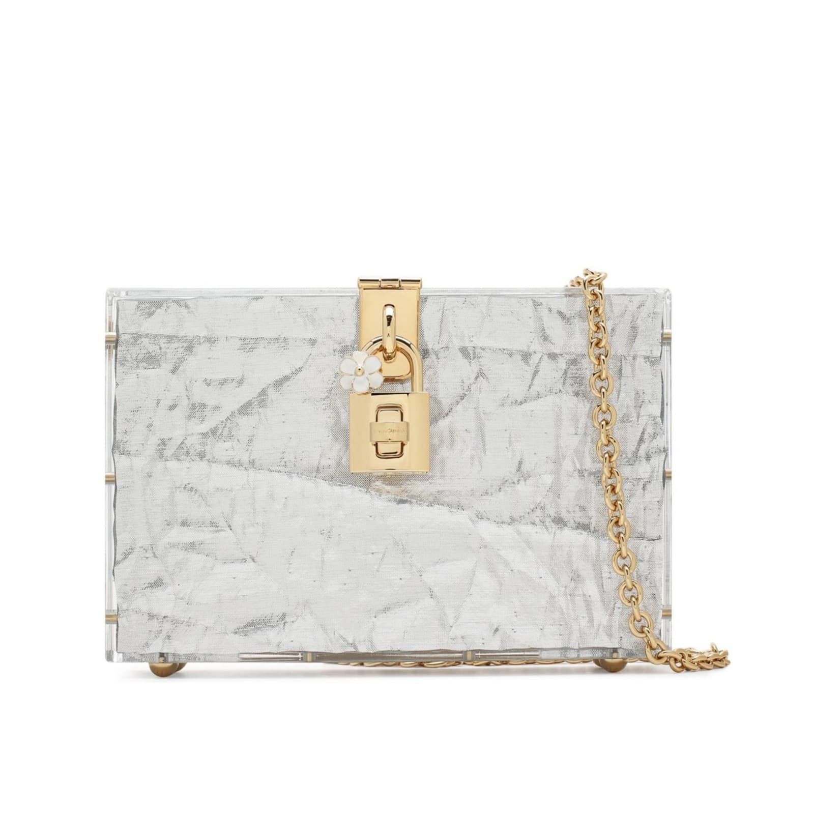 Shop Dolce & Gabbana Metallic Box Mini Bag In Silver