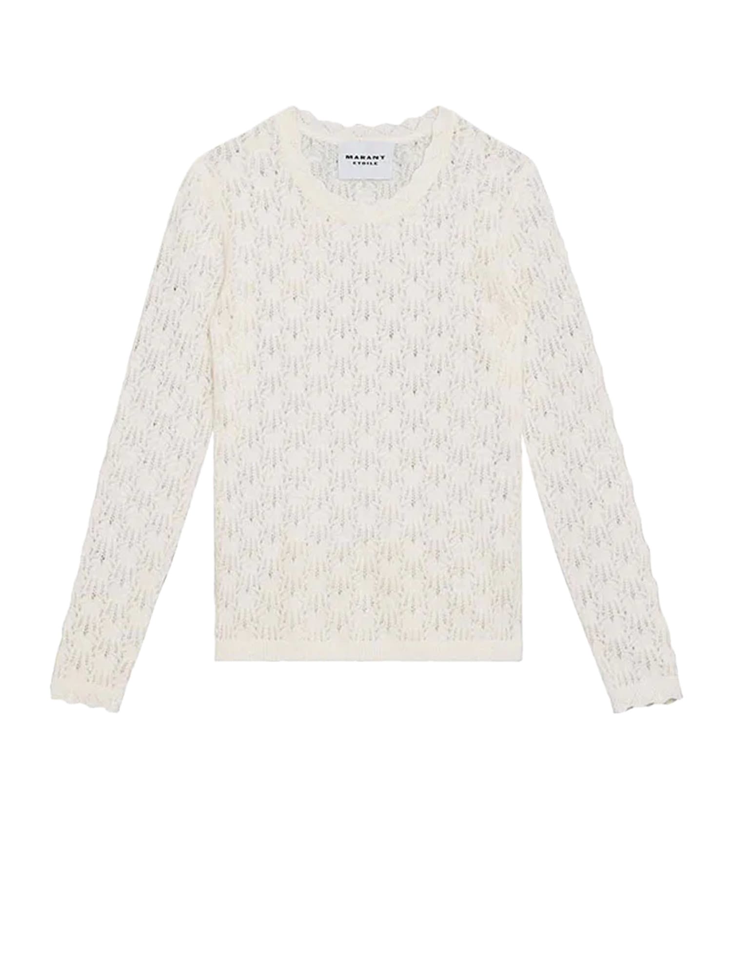 Isabel Marant Étoile Obeline Perforated Alpaca Blend Sweater In White