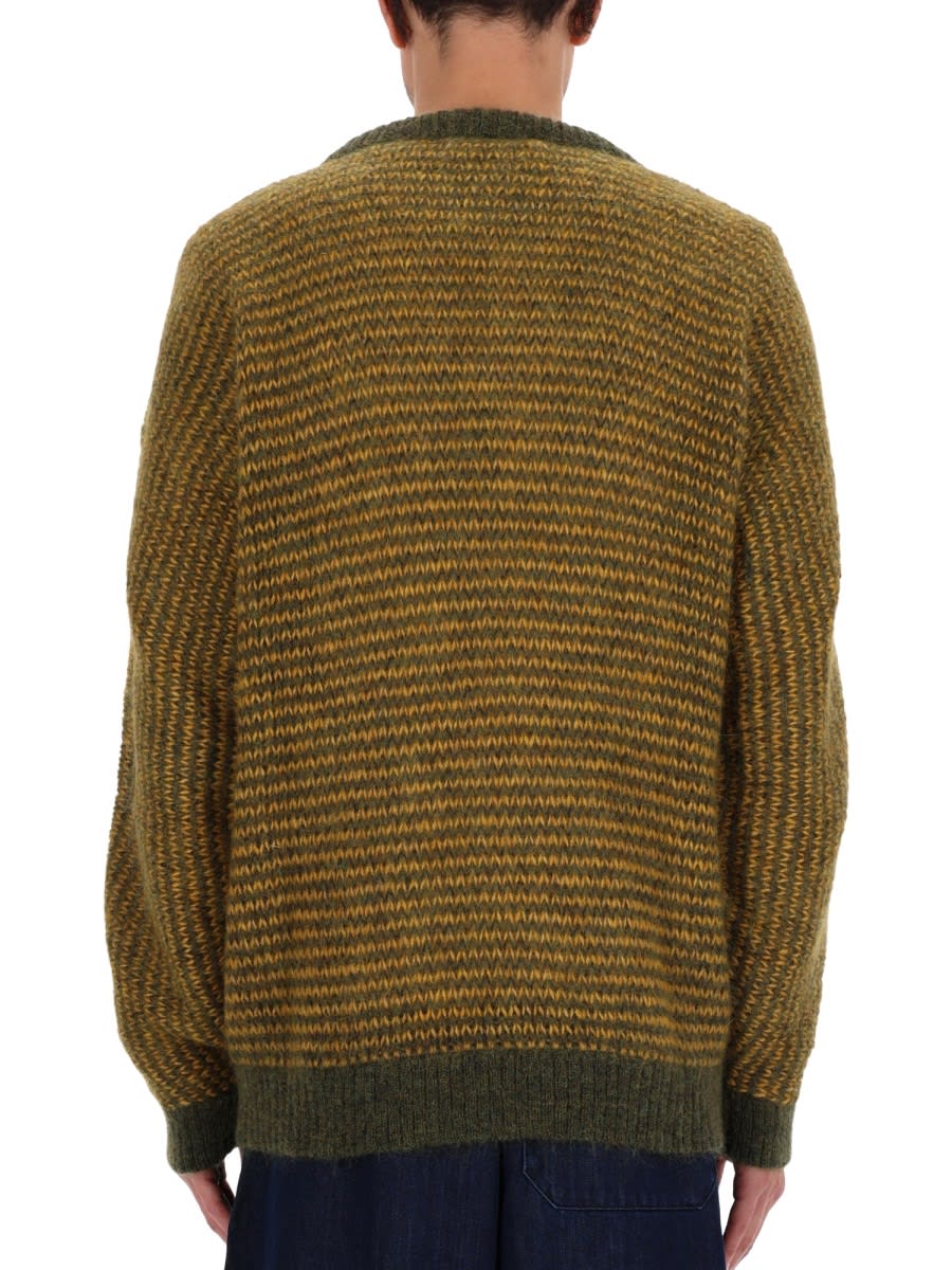 Ymc You Must Create Textured Knit Crew Neck Sweater In Green