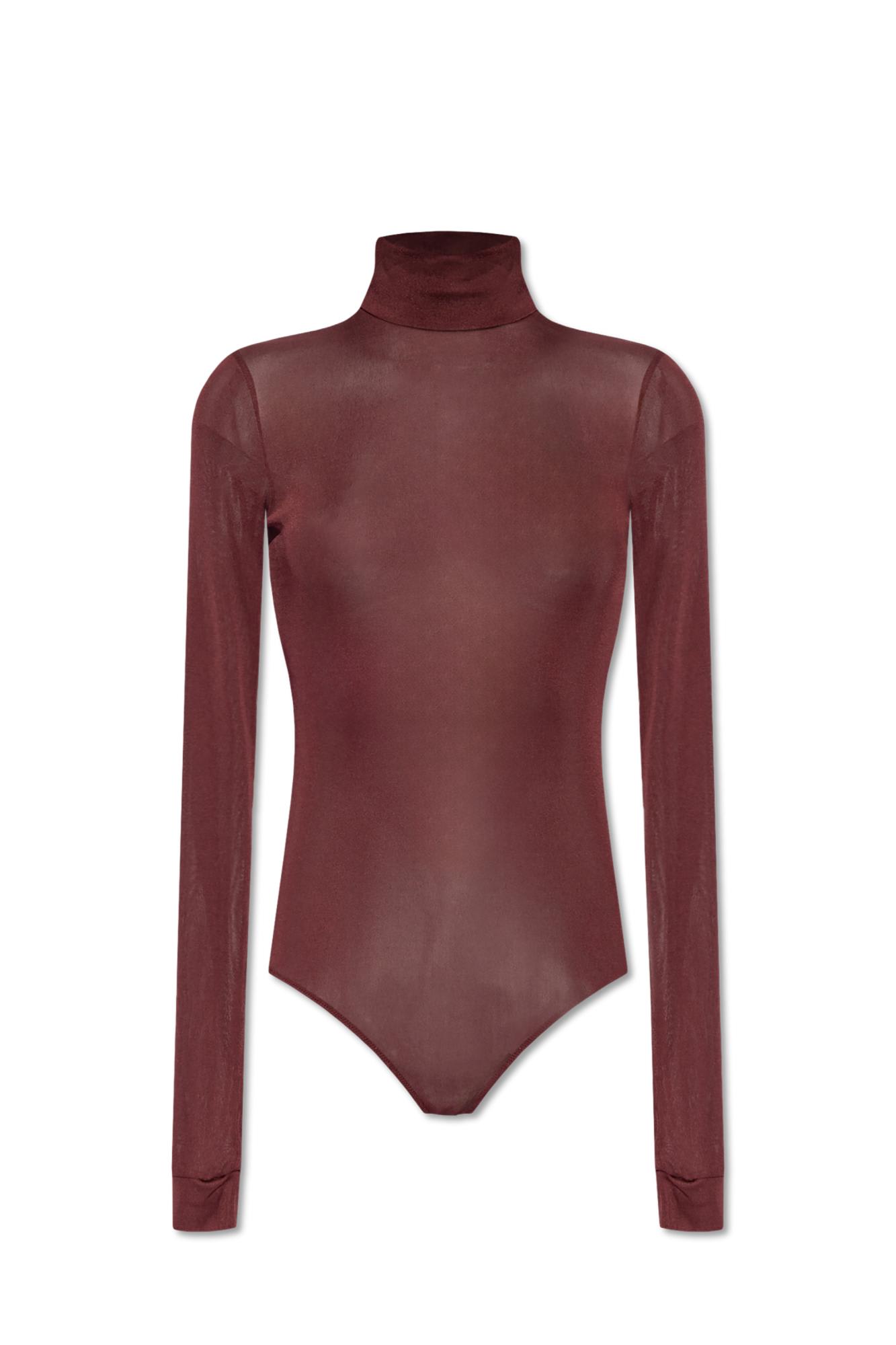 Shop Maison Margiela Logo Bodysuit In Bordeaux