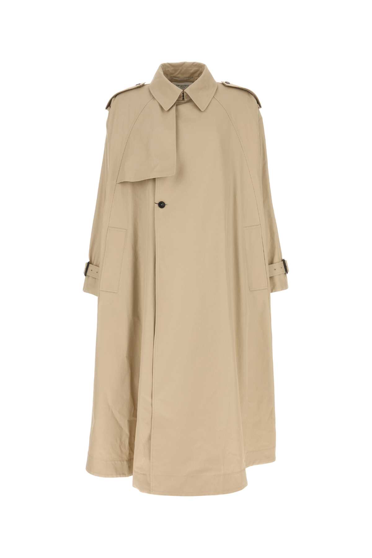 Saint Laurent Beige Point Collar Trench Coat In Neutral