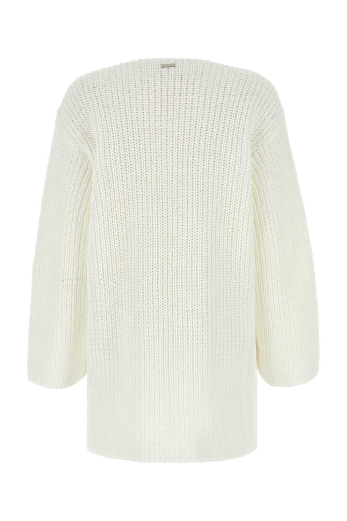 Ferragamo White Cotton Oversize Sweater In Bianco