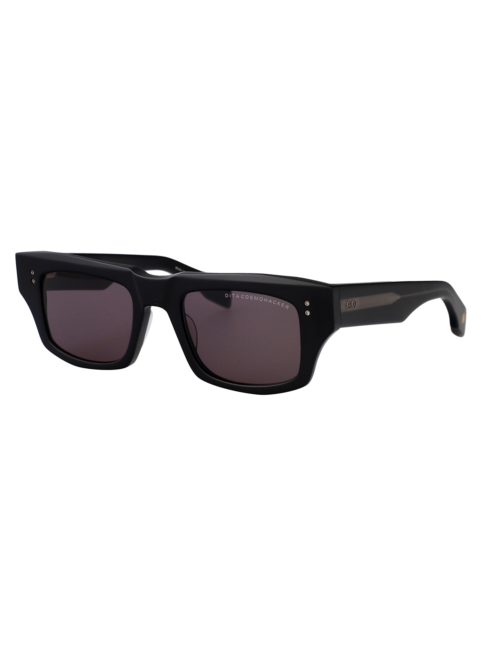 Dita Cosmohacker Dt Dts727-a-01 Unisex Rectangle Sunglasses In Matte Black W/ Grey