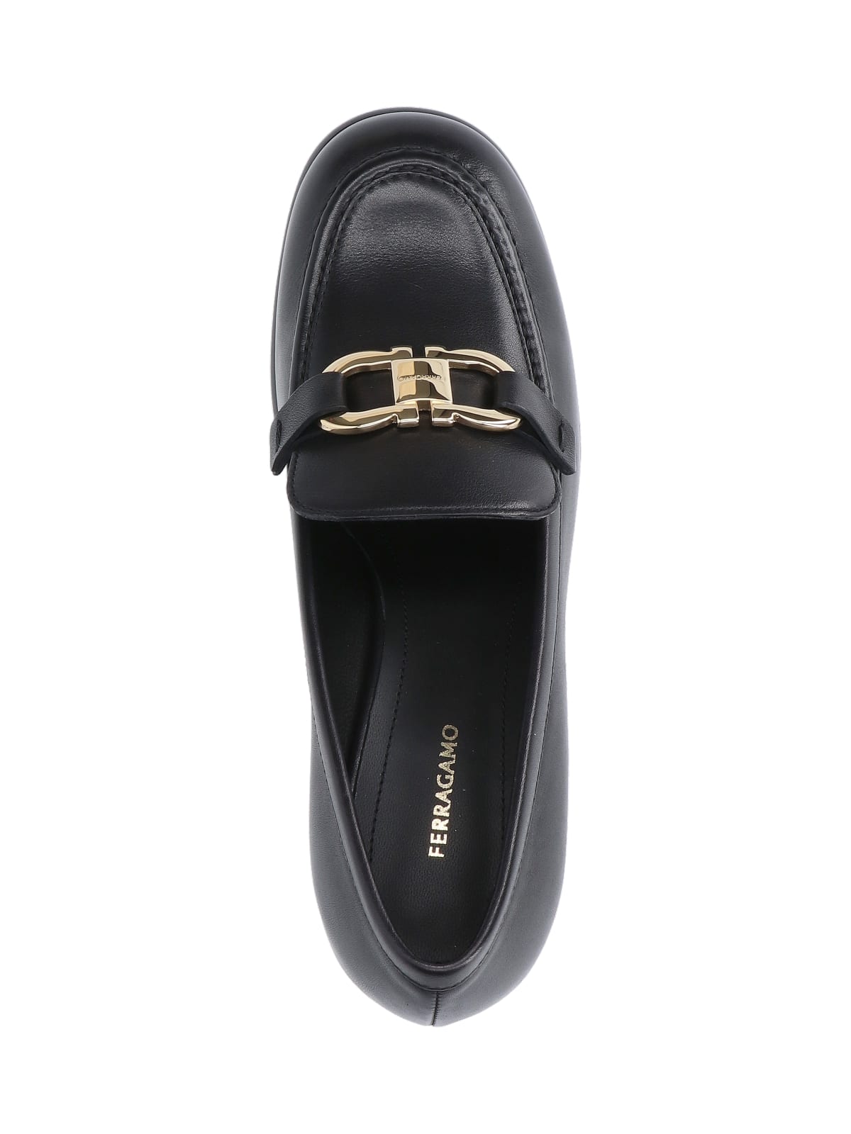 Shop Ferragamo Gancini Loafers In Black