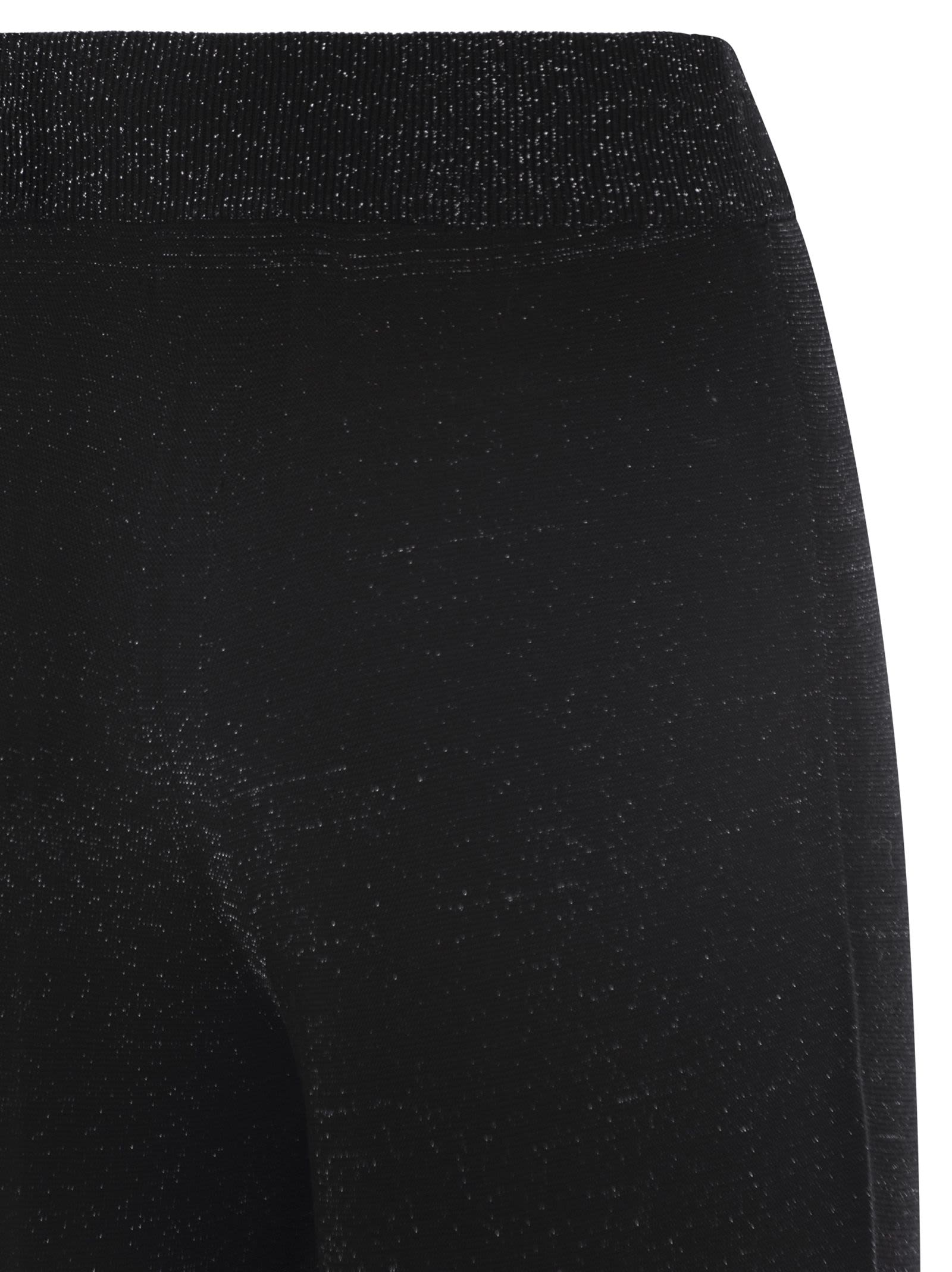 Shop Fabiana Filippi Wide Trousers In Organic Cotton And Lurex In Black