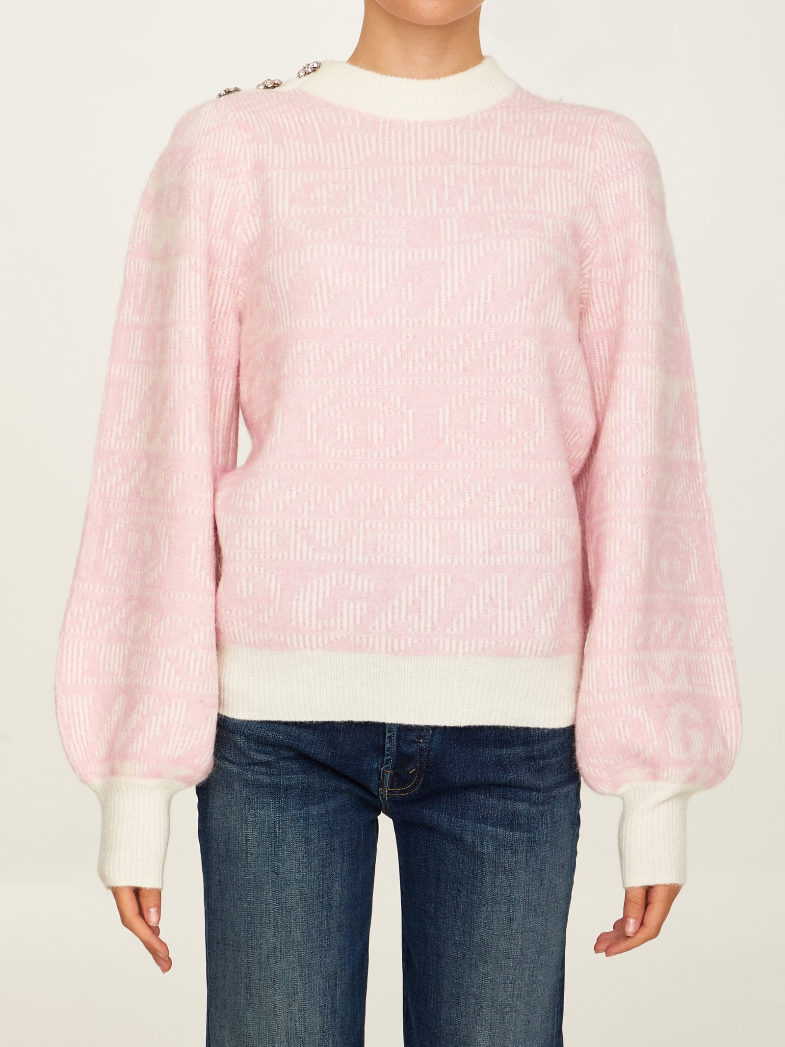 Ganni Pink Jumper With Buttons