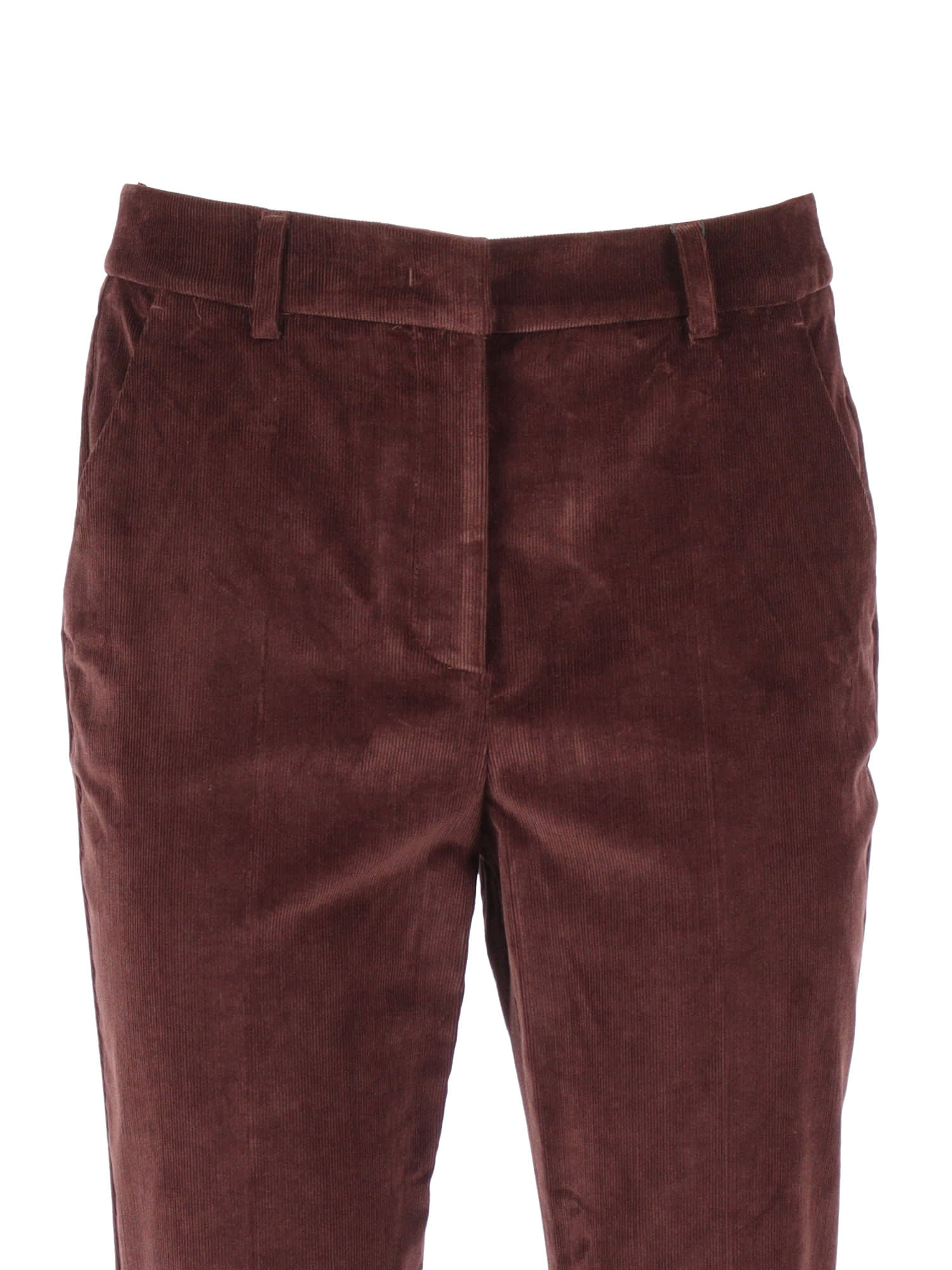 Weekend Max Mara Omens Wine-coloured Marruca Straight-leg Cotton-corduroy Trousers In Brown