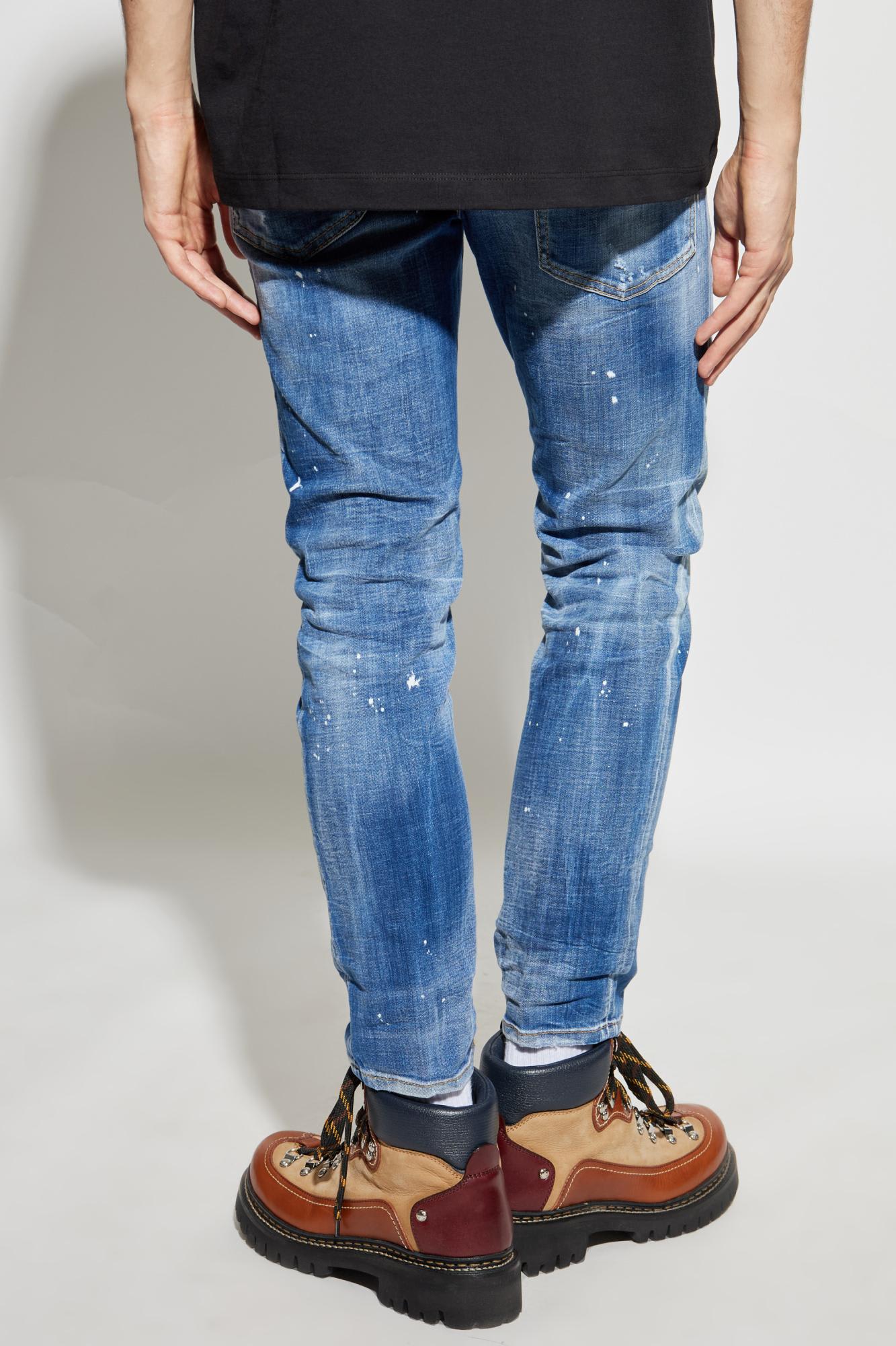 Dsquared2 Dsquared Men Slim Jeans With A Lived-in Effect In Blue