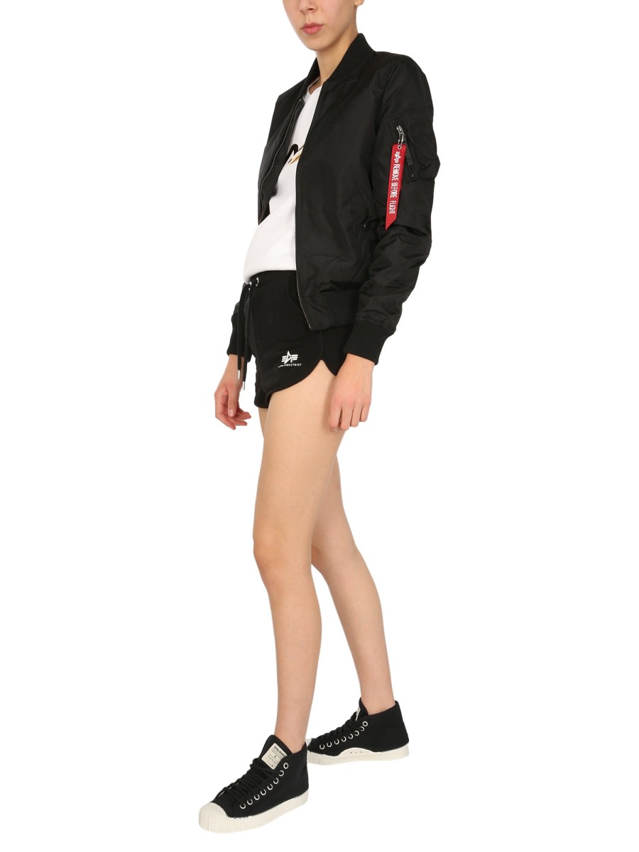 Shop Alpha Industries Shorts With Logo In Black