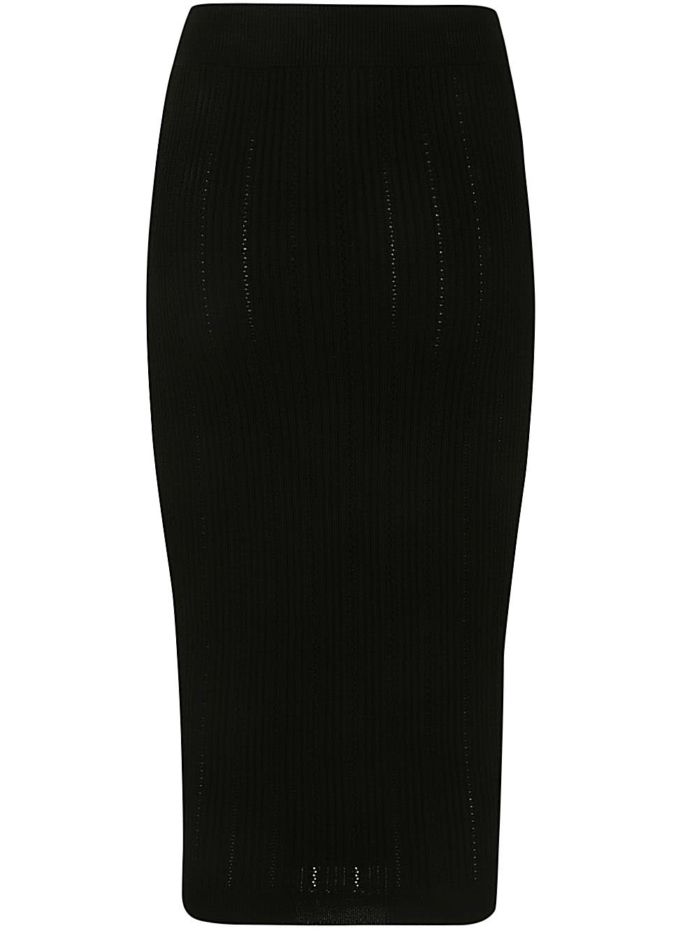Shop Balmain Buttoned Knit Midi Skirt In Pa Noir