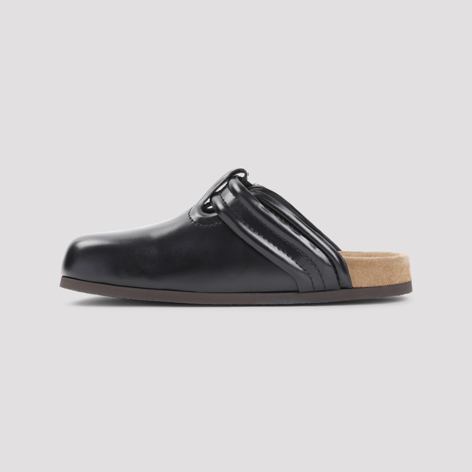 Shop Valentino Calf Leather Mules In Yvn Nero Sigaro