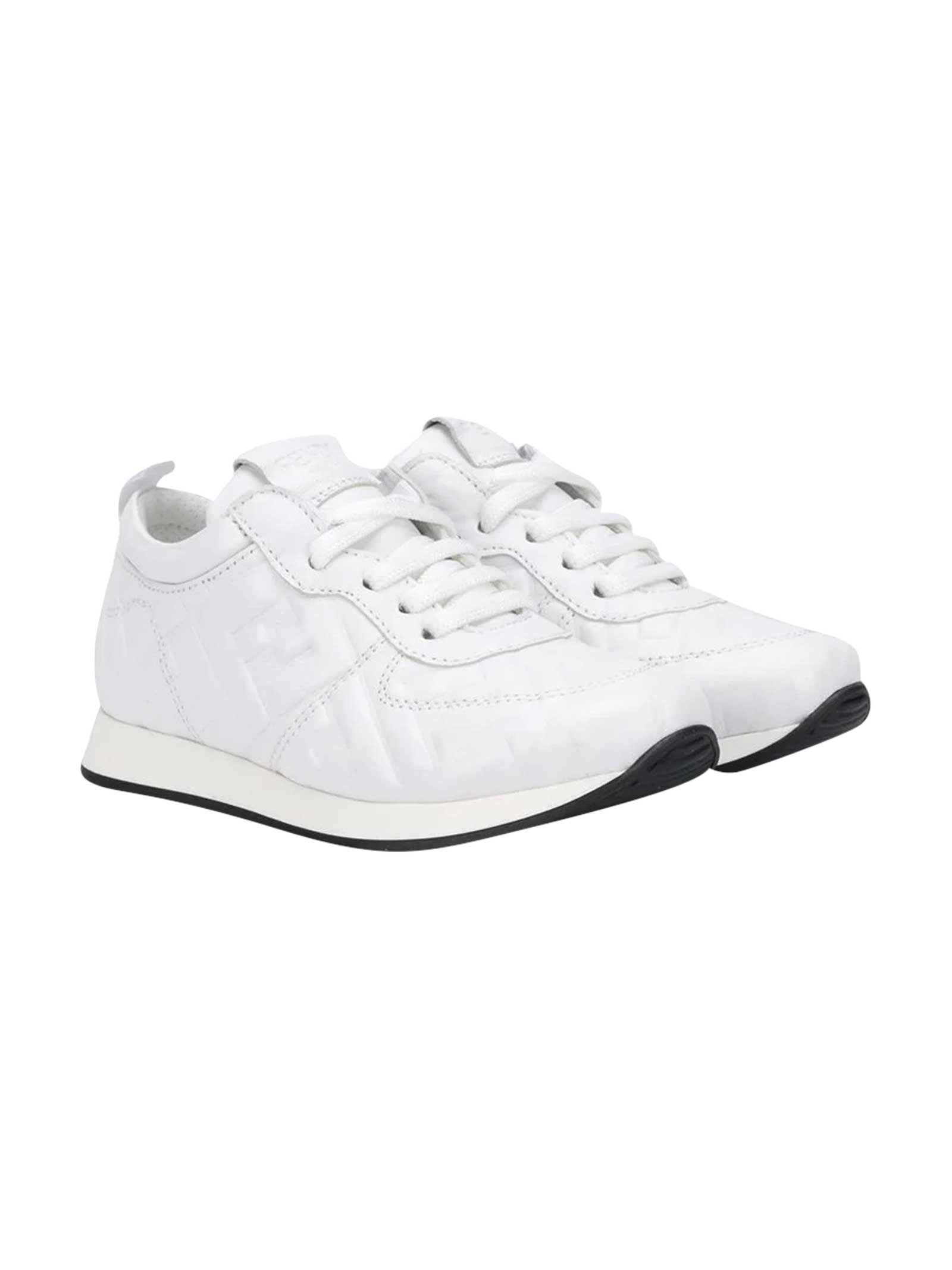Fendi White Sneakers With Ff Pattern