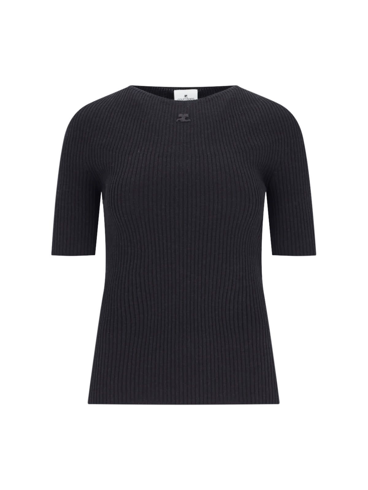 Shop Courrèges Solar Light Logo Sweater In Black