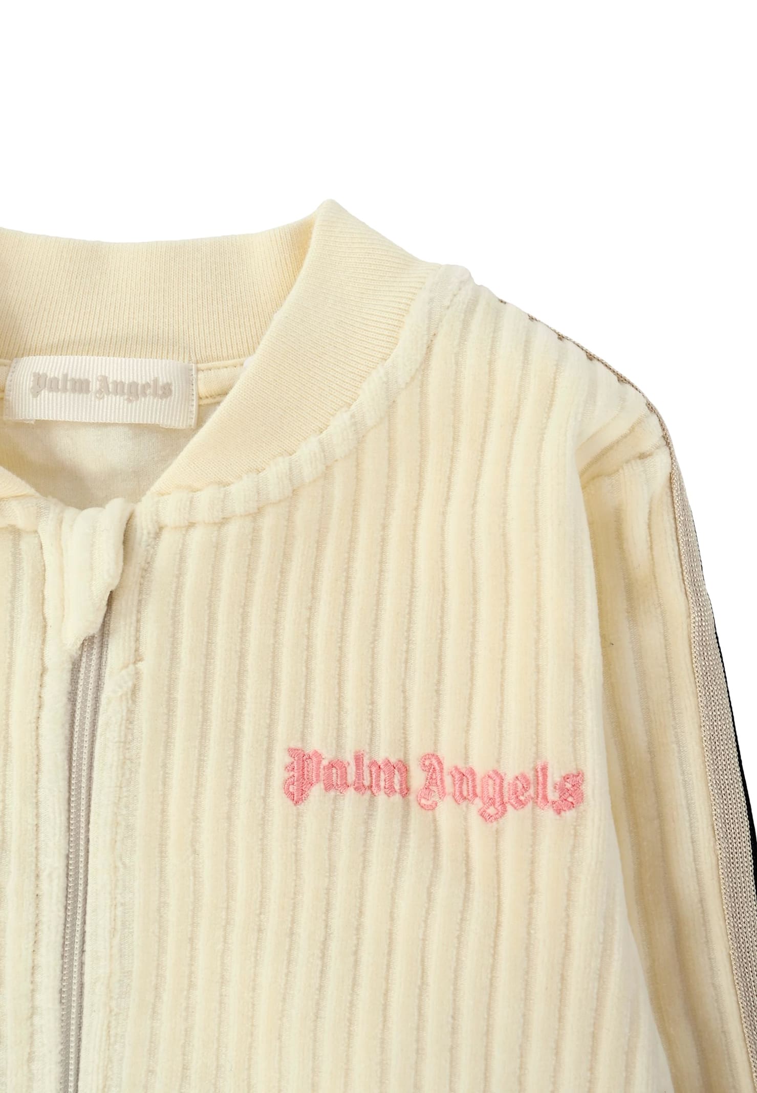 Palm Angels Ivory Sweatshirt For Baby Girl With Logo In Yellow