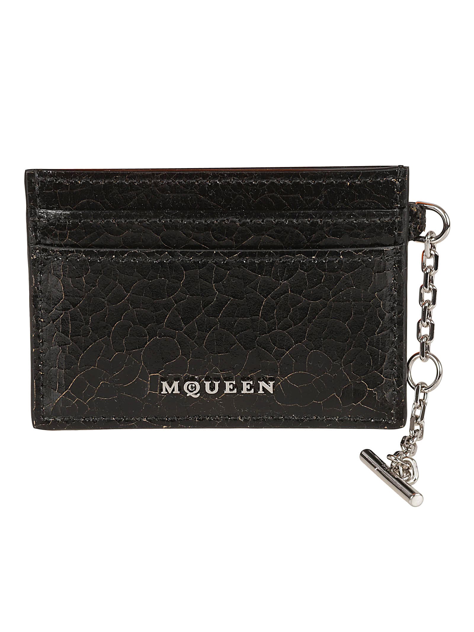 Shop Alexander Mcqueen Sling Card Holder In Black/caramel