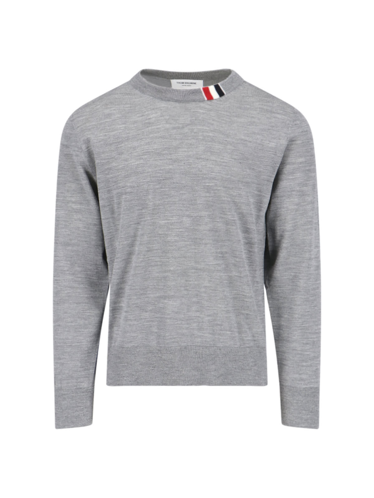 Shop Thom Browne Tricolor Detail Sweater In Gray