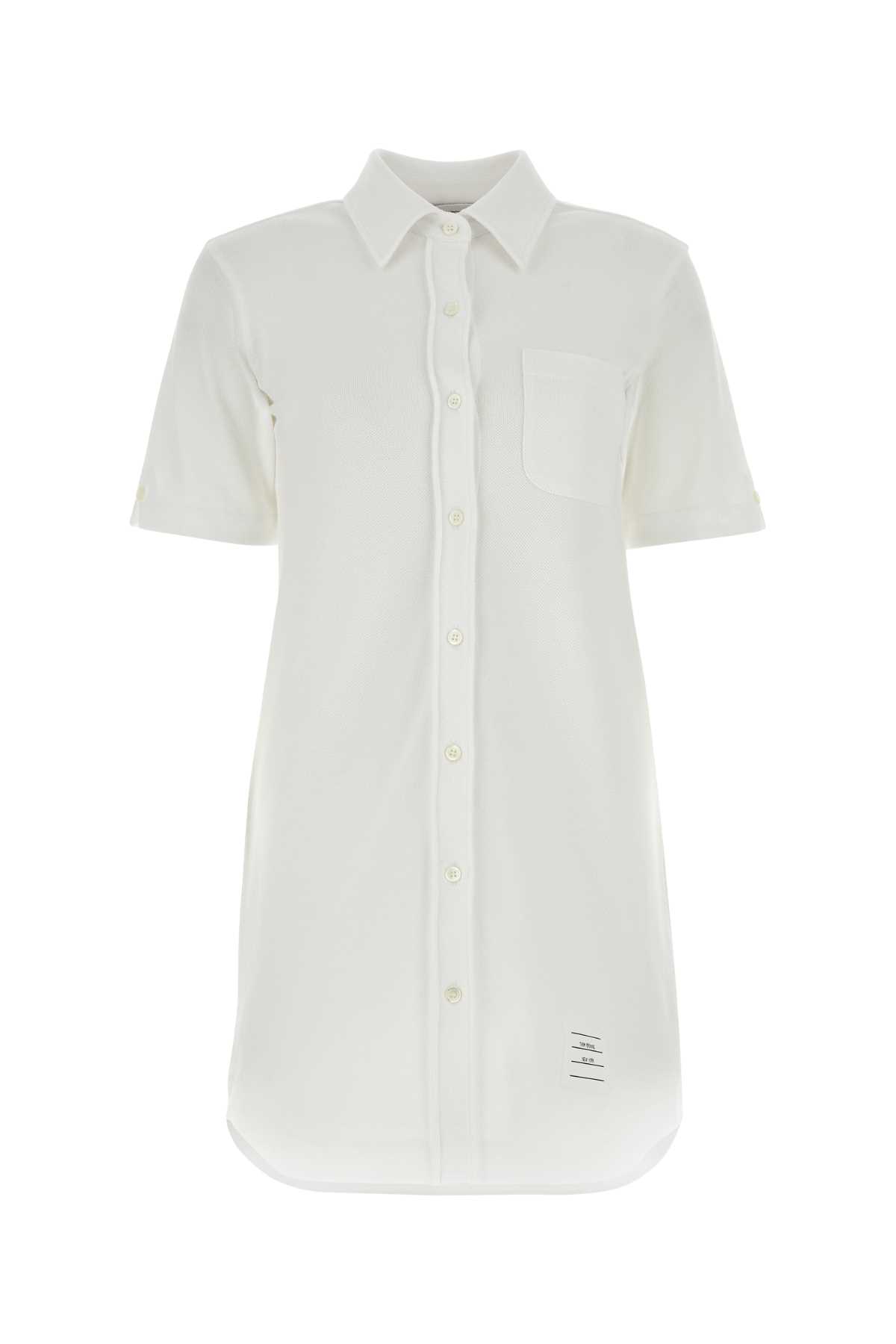 White Piquet Mini Shirt Dress