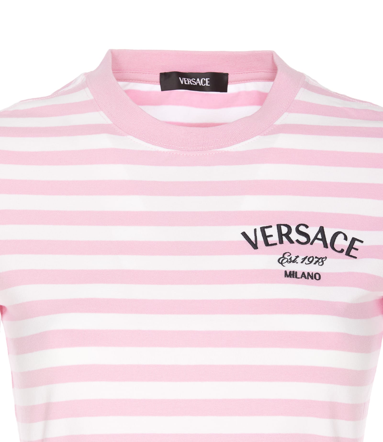 Shop Versace Nautical Stripe T-shirt In Pink