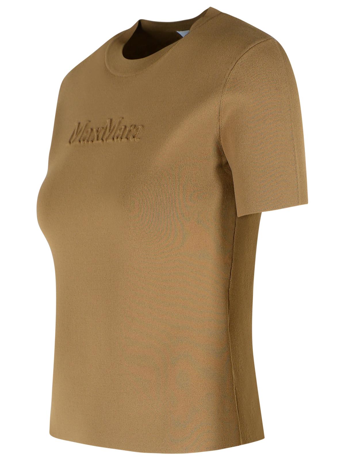 Max Mara Adelio Embossed-logo Short-sleeve T-shirt In Brown