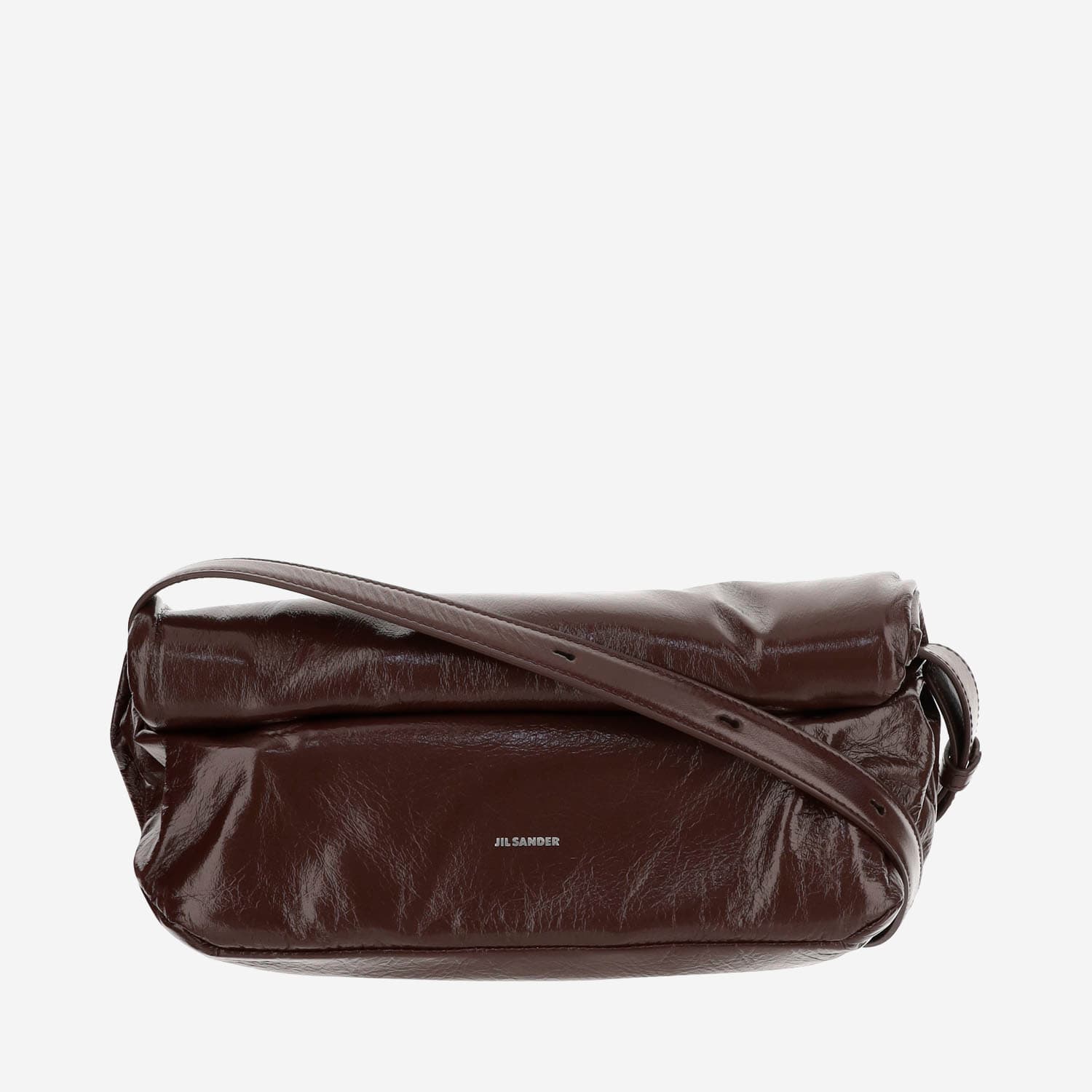 Shop Jil Sander Small Rollup Crossbody Bag In Brown