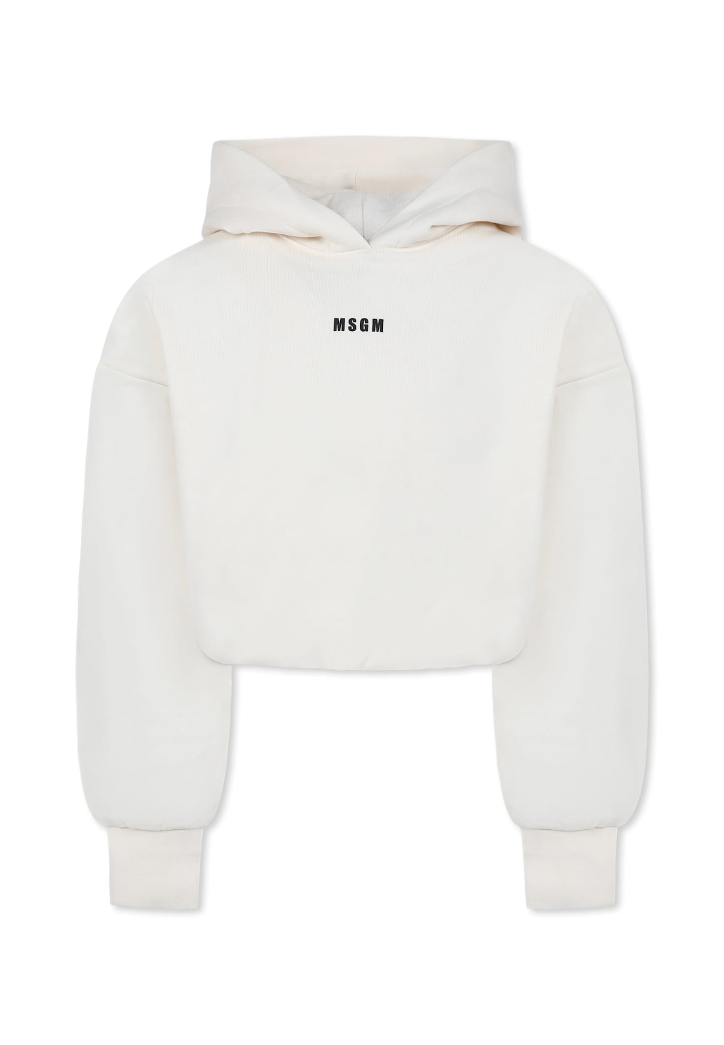 Msgm Ivory Sweatshirt For Girl With Logo In White