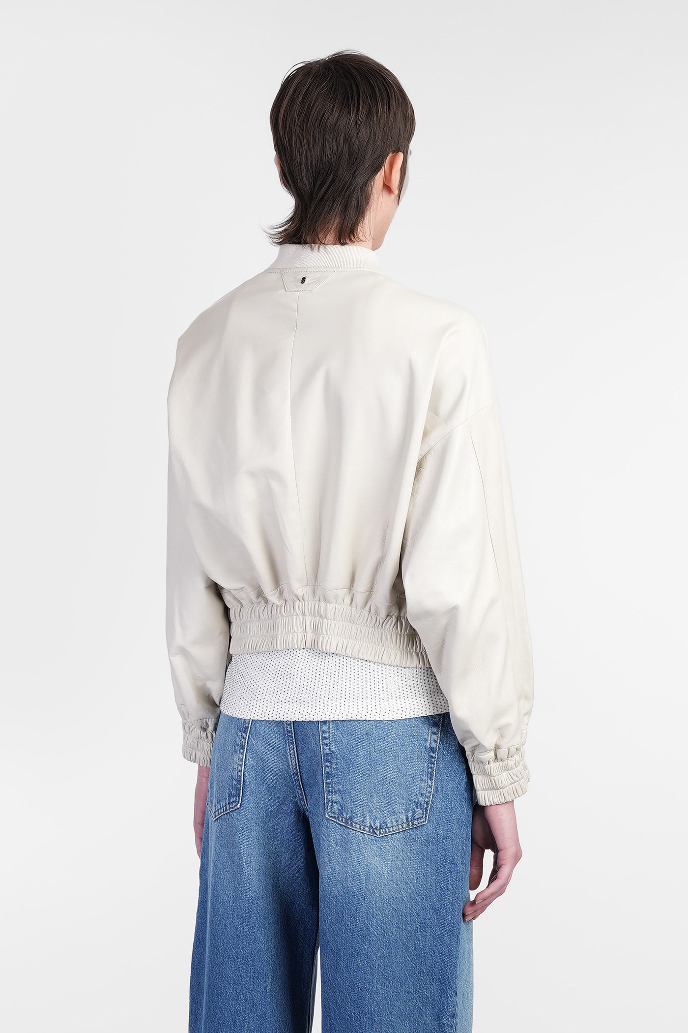 Salvatore Santoro Bomber Jacket In Beige Leather
