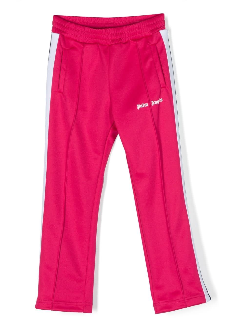 Shop Palm Angels Fuchsia Track Trousers With Logo In Pink