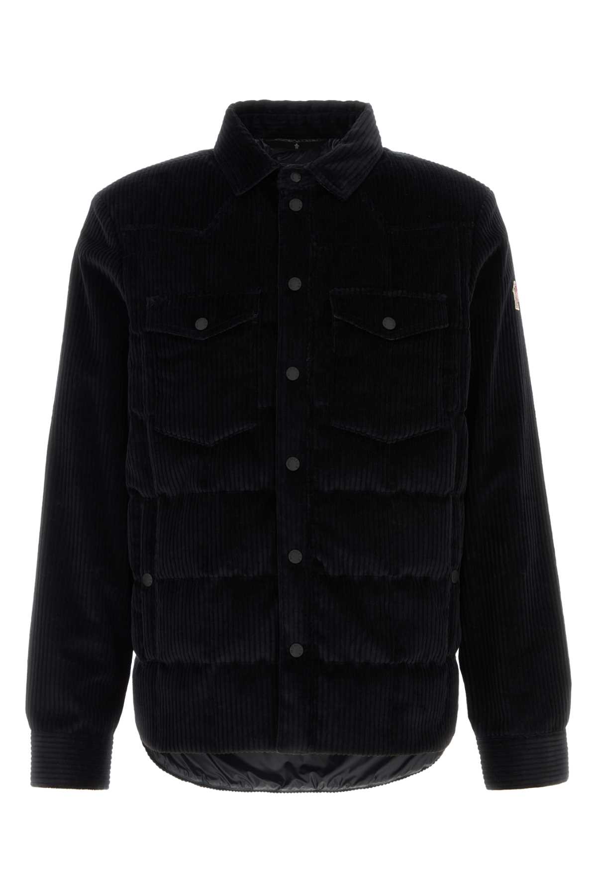 Moncler Grenoble Black Stretch Corduroy Gelt Down Jacket In Gray