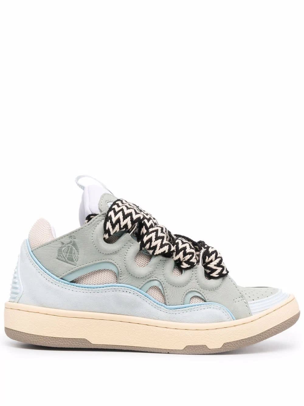 Shop Lanvin Curb Sneakers In Light Blue Leather