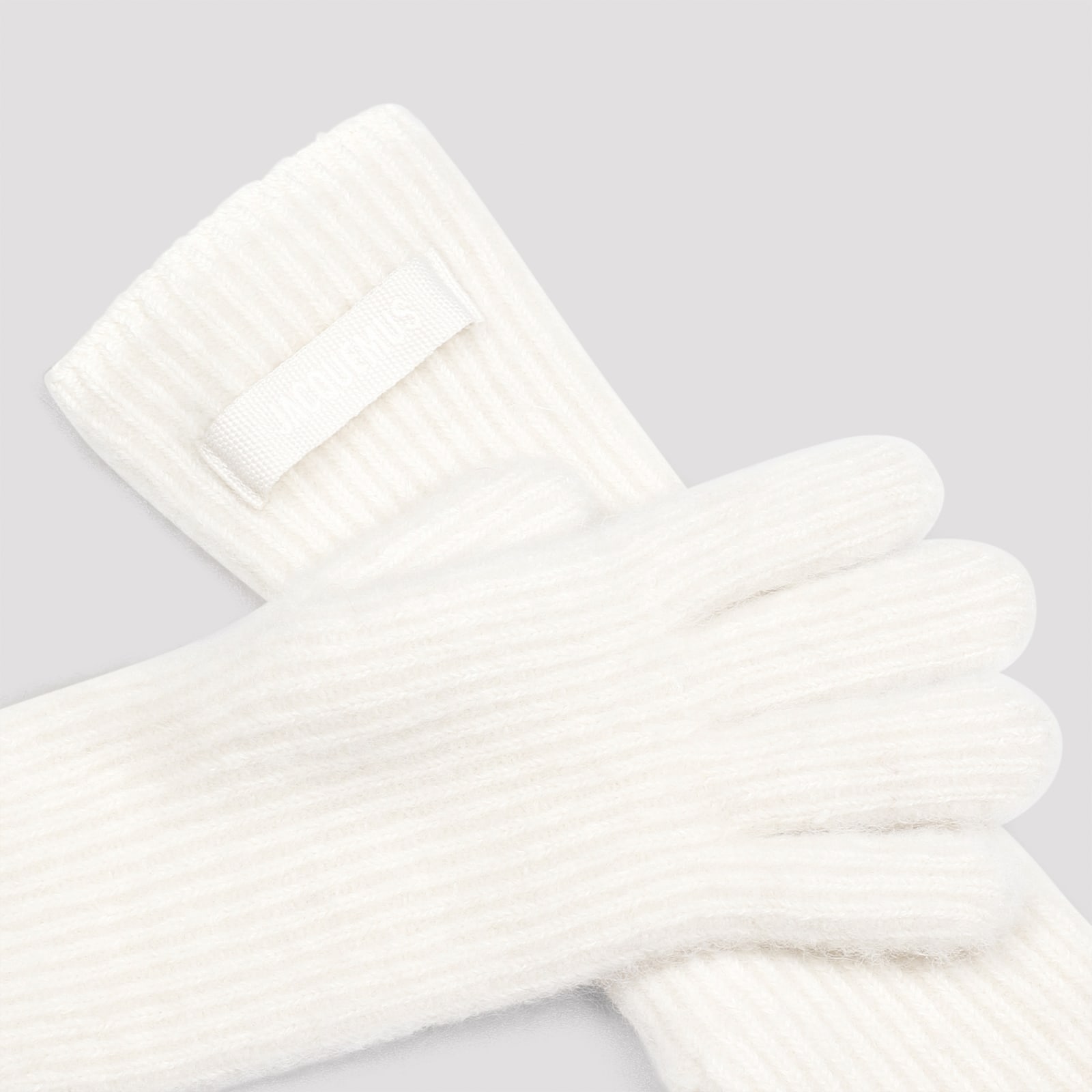 Jacquemus Grosgrain Wool Gloves In Off White