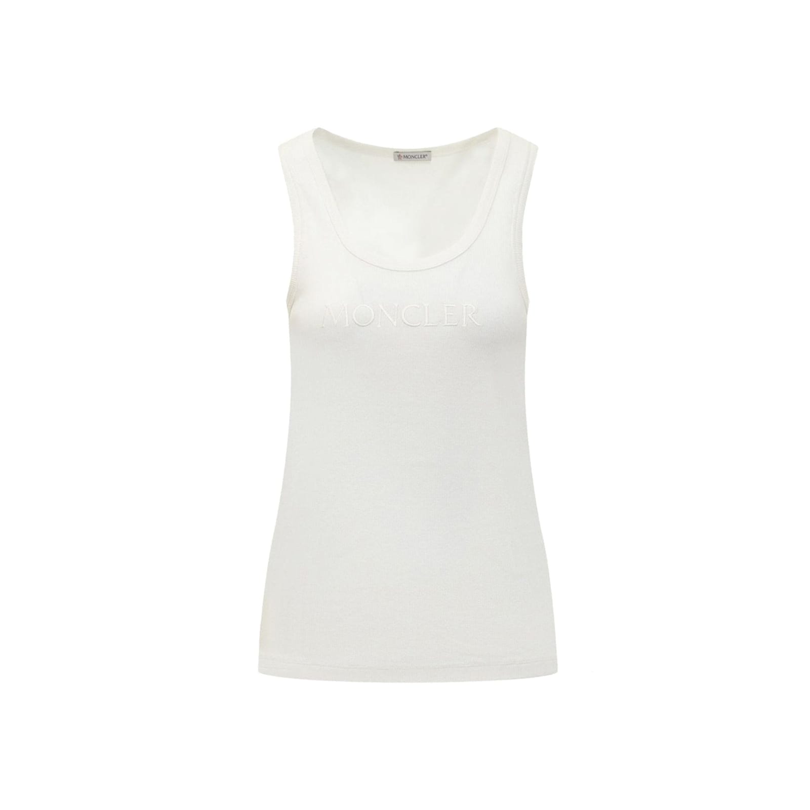 Shop Moncler Logo Tank Top In White