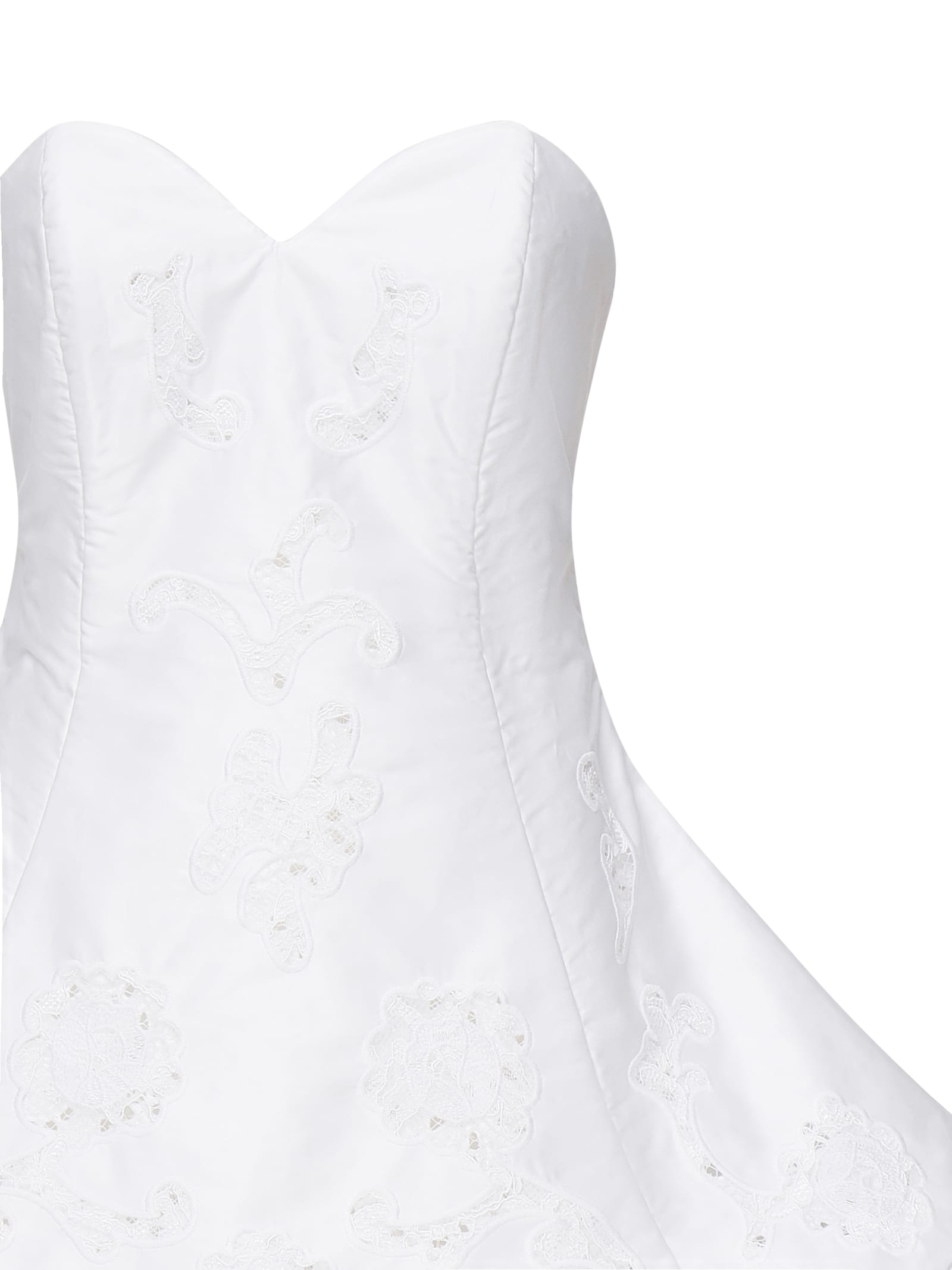 Magda Butrym Lace Poplin Strapless Babydoll Mini Dress In White