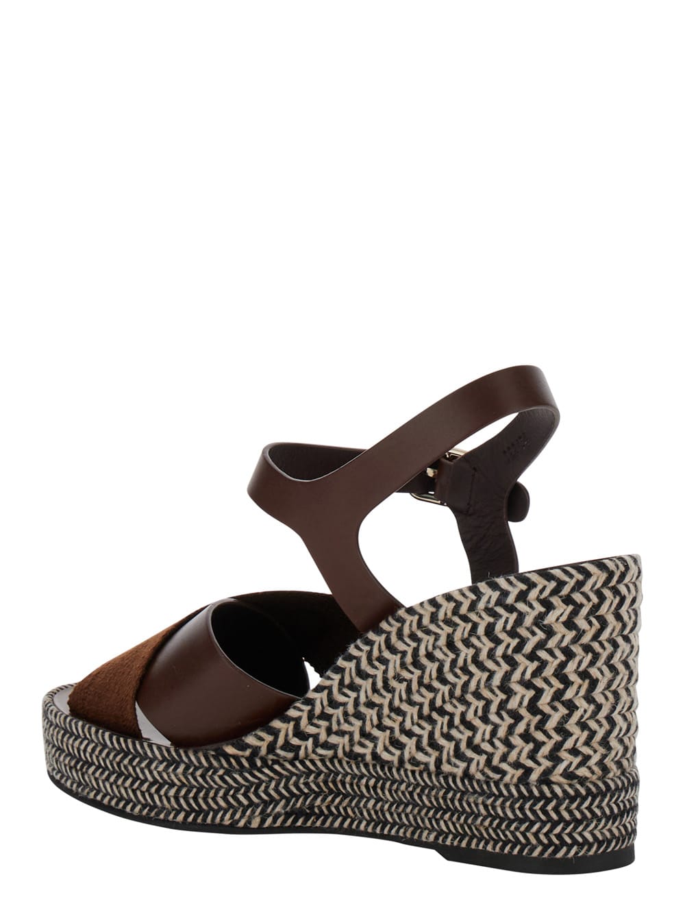 Shop Chloé Piia Brown Espadrillas Sandals With Wedge In Leather And Jute Woman