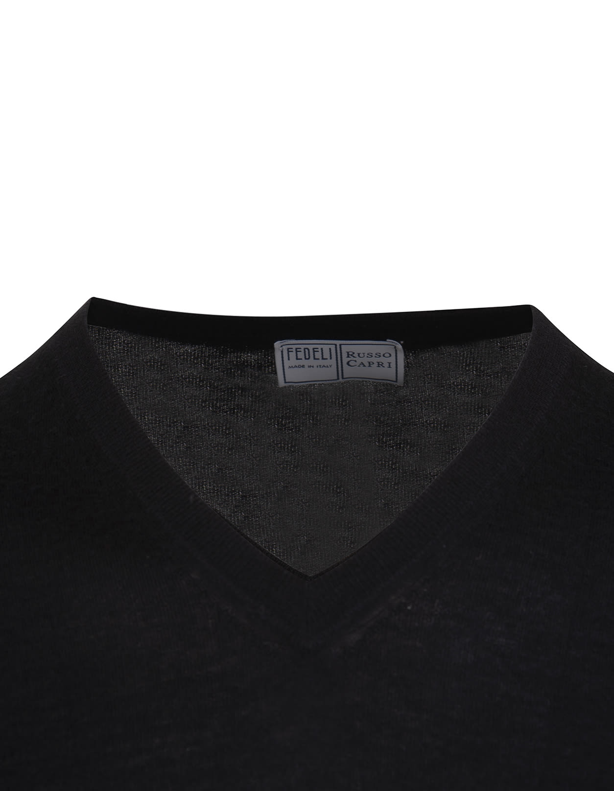 Shop Fedeli Man Black Cashmere Pullover With V-neck