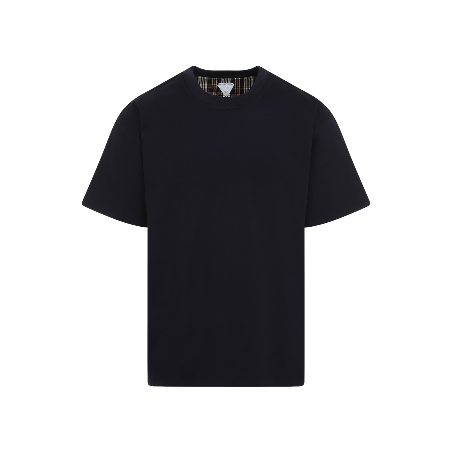 Shop Bottega Veneta Check T-shirt In Navy Fondant