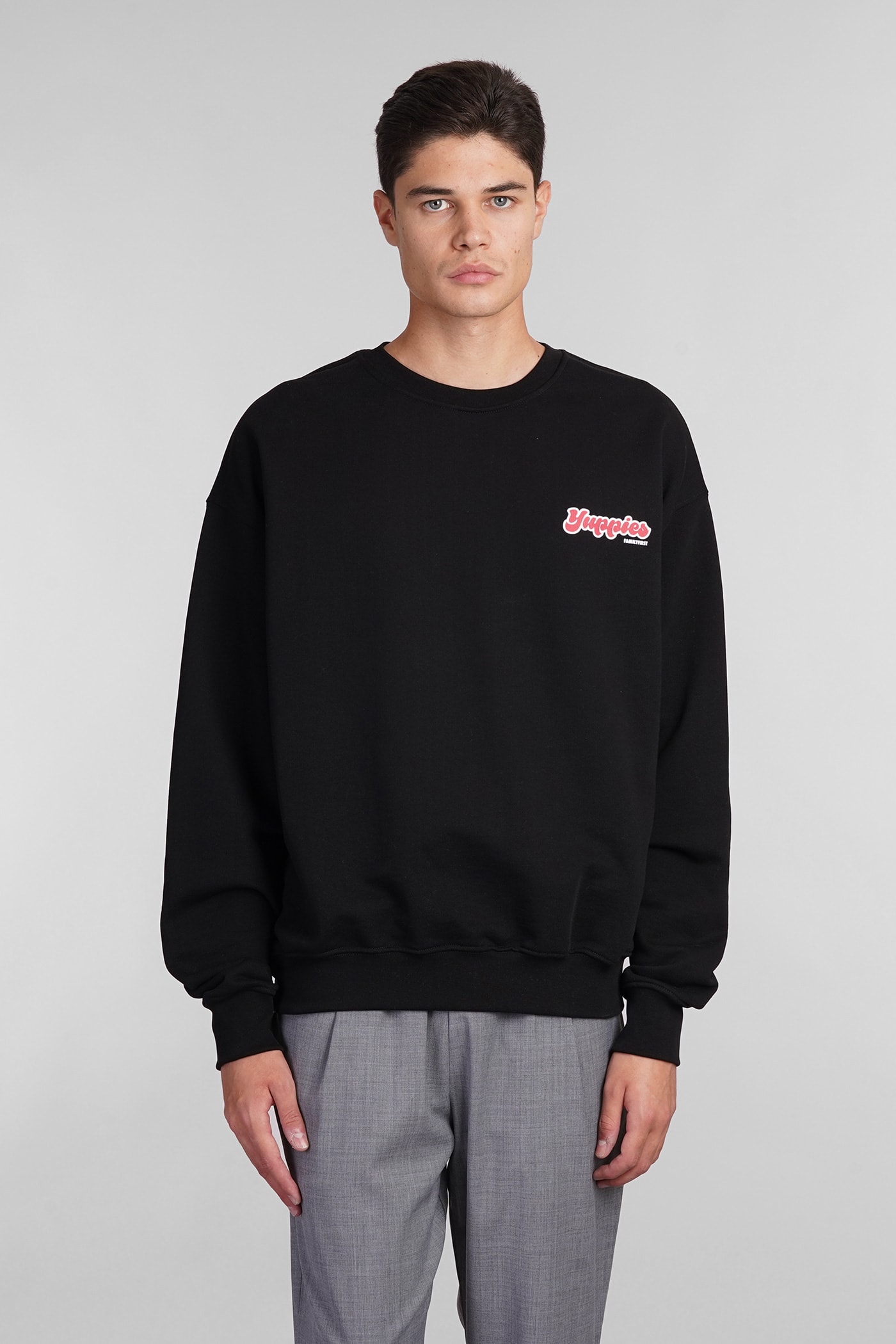 FAMILY FIRST MILANO SWEATSHIRT IN BLACK COTTON 