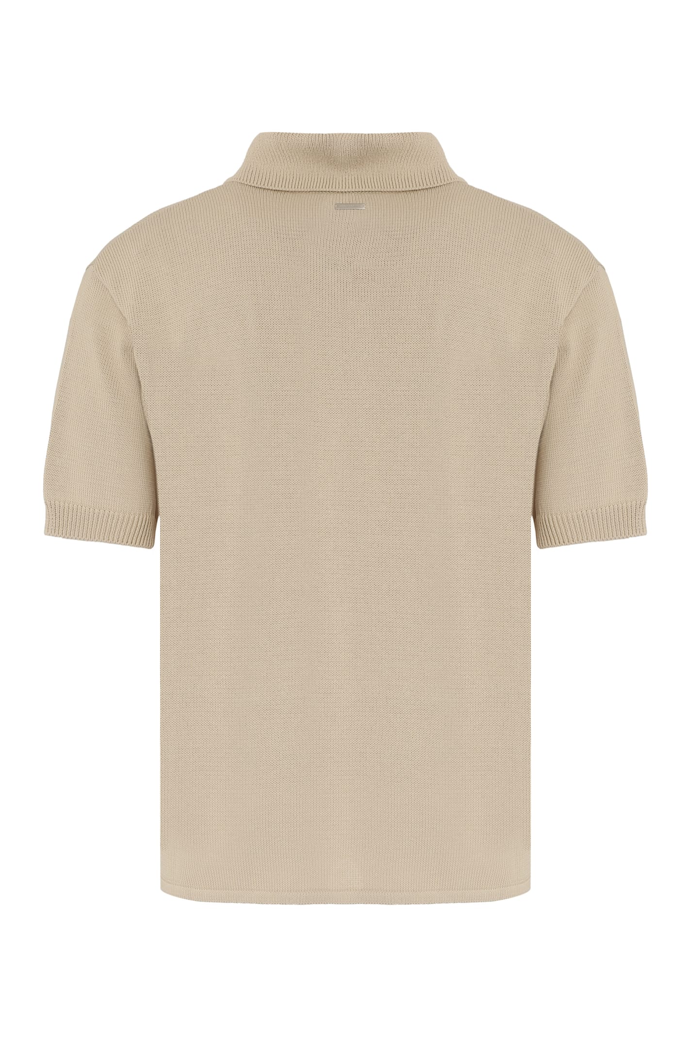 Shop Ferragamo Knitted Polo Shirt In Sand