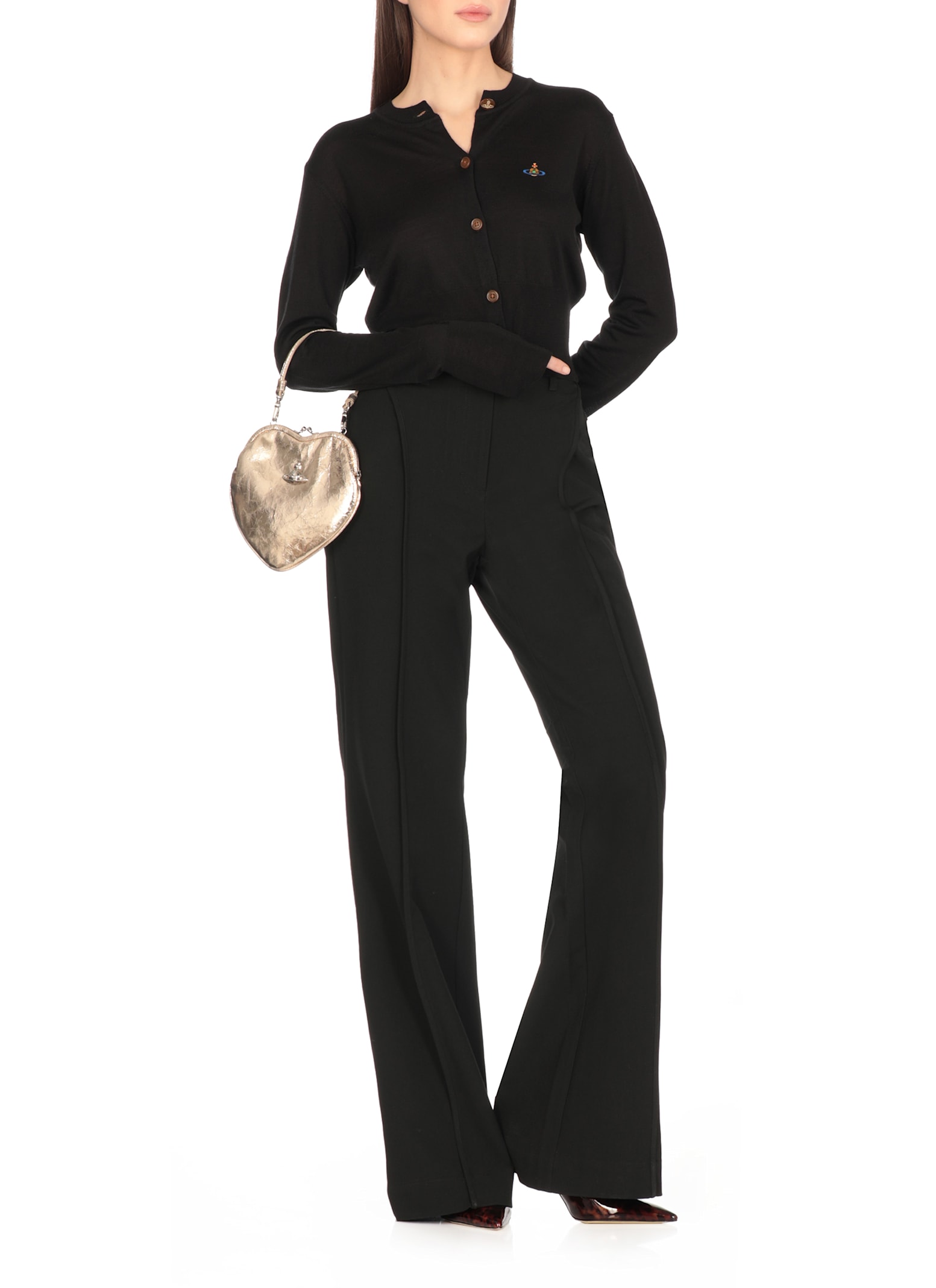 Vivienne Westwood Orb-embroidered Cropped Cardigan In Black