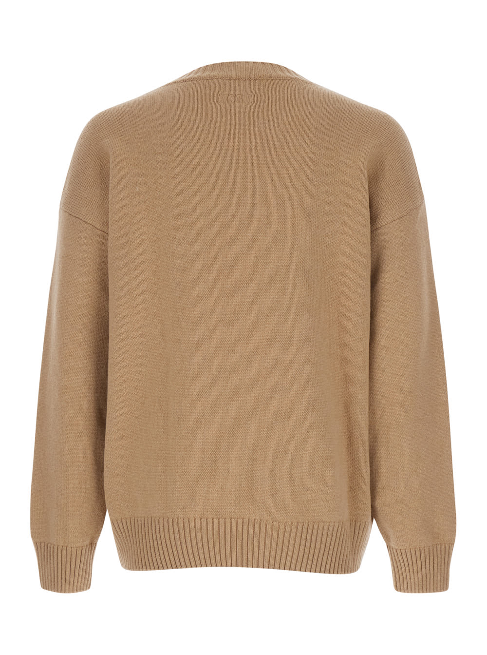 Msgm Logo-embroidered Crew-neck Sweater In Brown