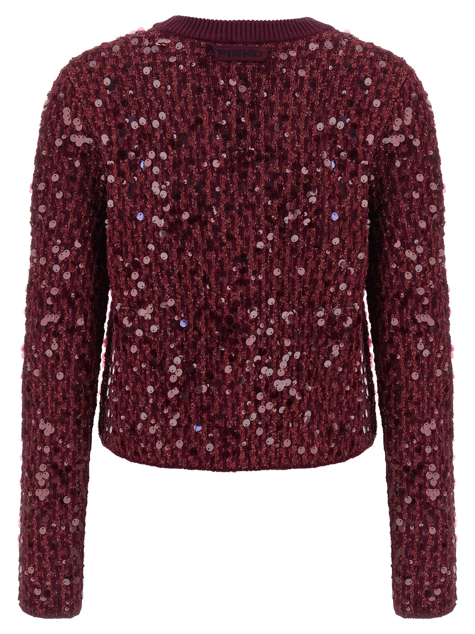 Pinko Long-sleeved Cardigan In Burgundy