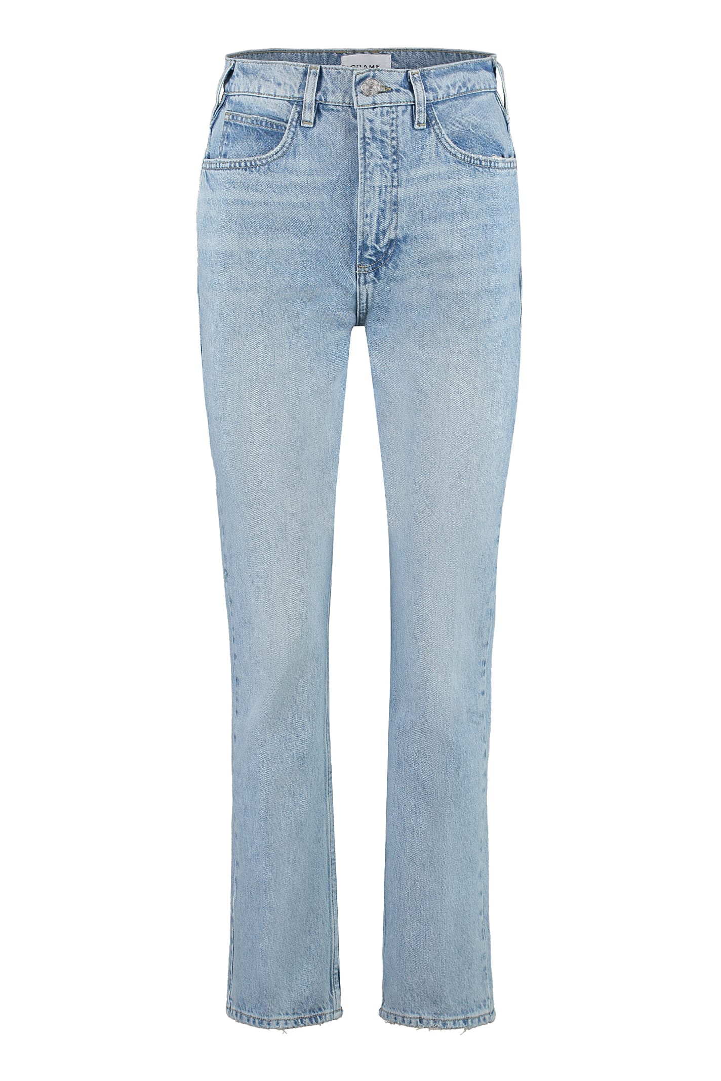 Shop Frame 5-pocket Straight-leg Jeans In Denim