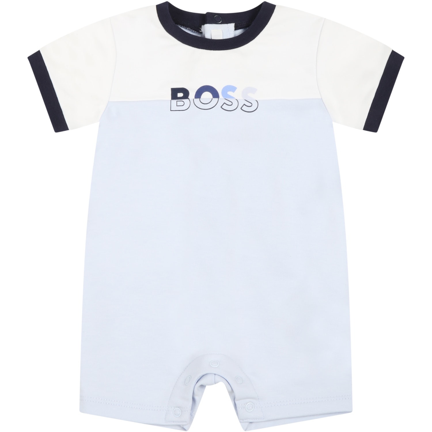 Hugo Boss Light Blue Romper For Baby Boy With Logo
