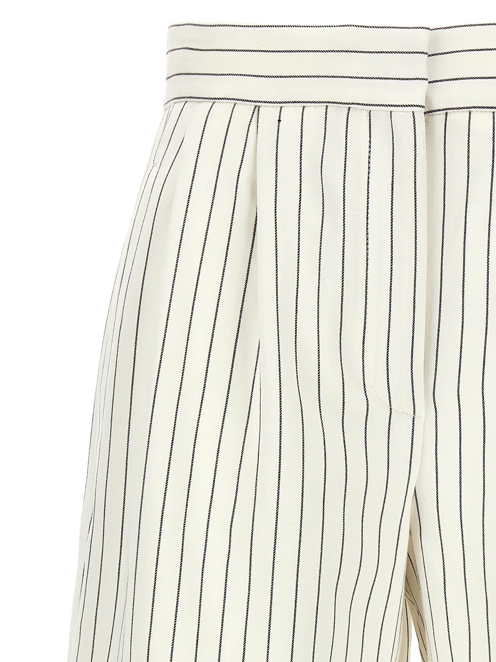 Loulou Studio Front Pleated Striped Bermuda Shorts With Pockets In White/black