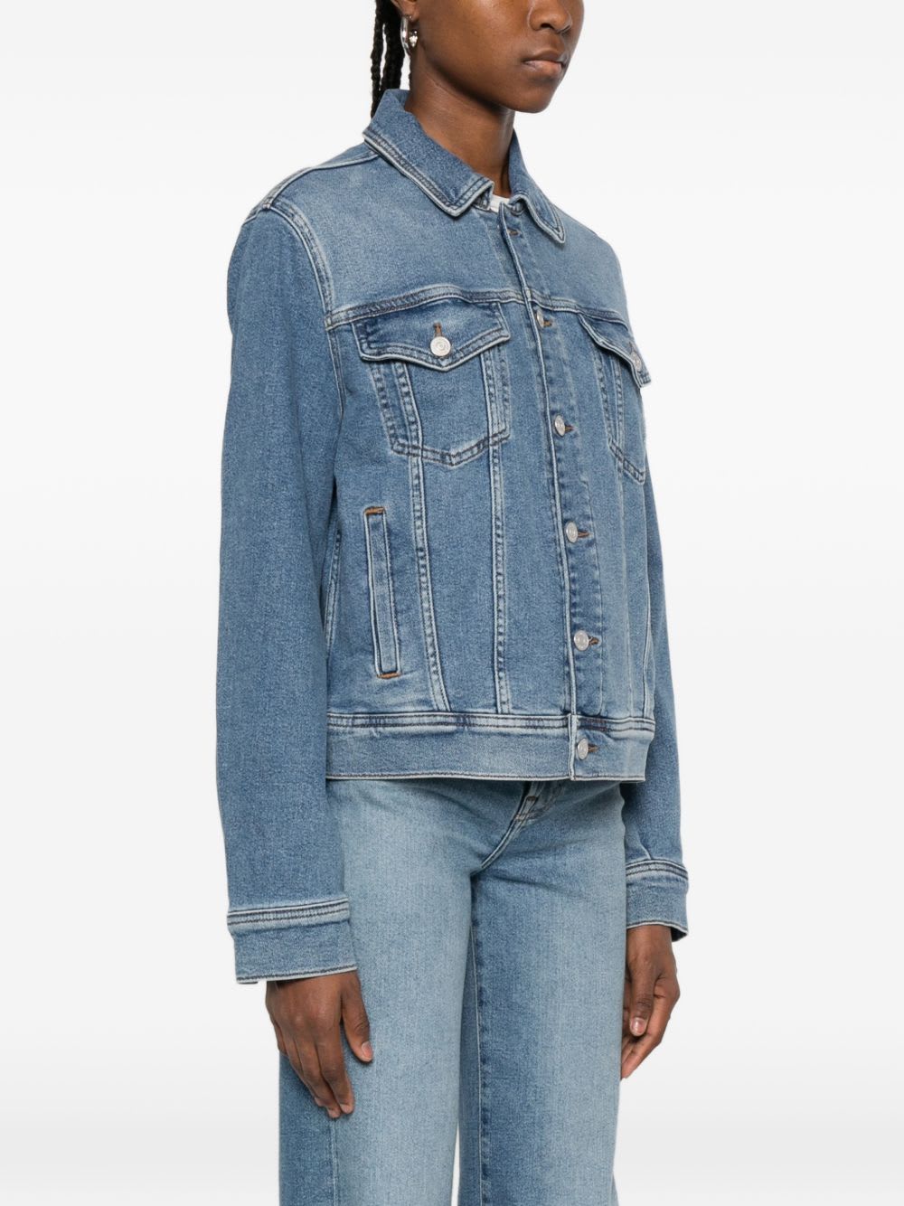 7 For All Mankind Adi Denim Trucker Jacket In Blue