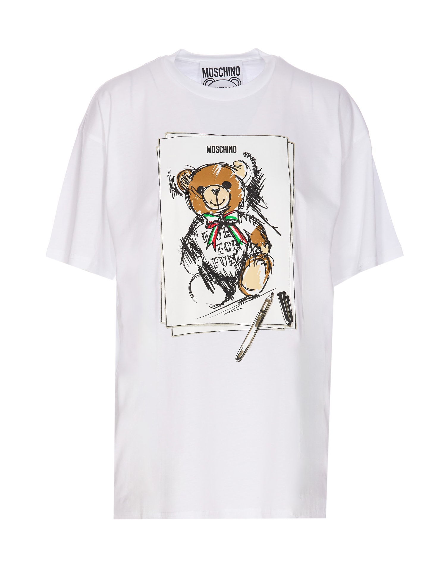 Shop Moschino Drawn Teddy Bear T-shirt In White