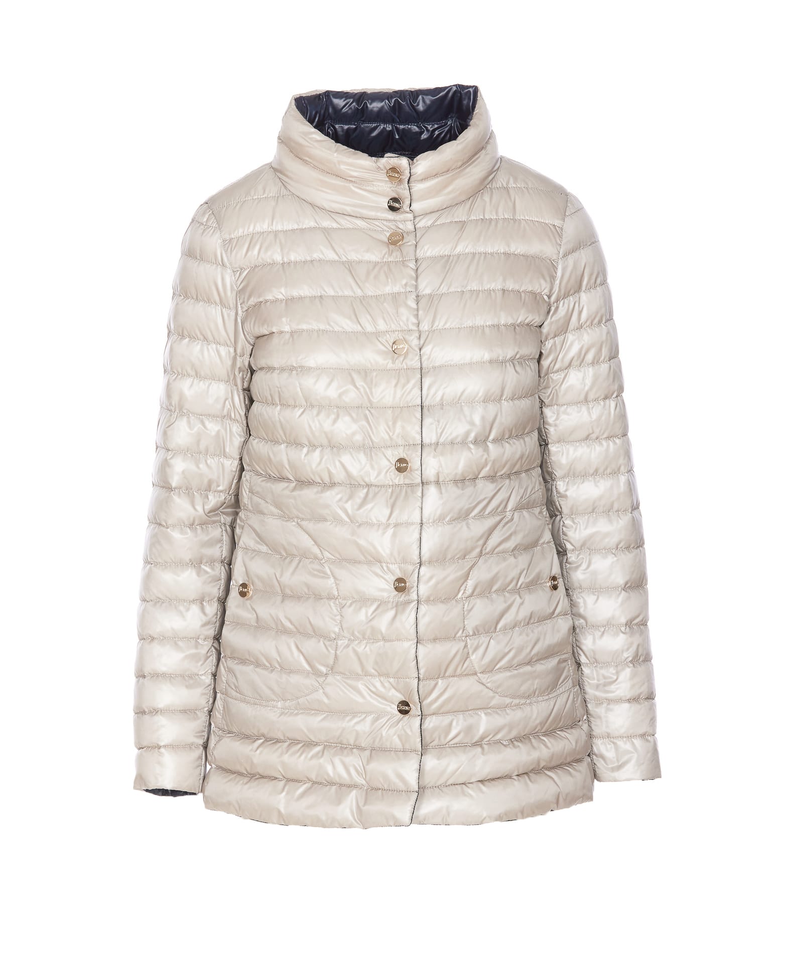 Herno Navy A-line Reversible Down Jacket For Women