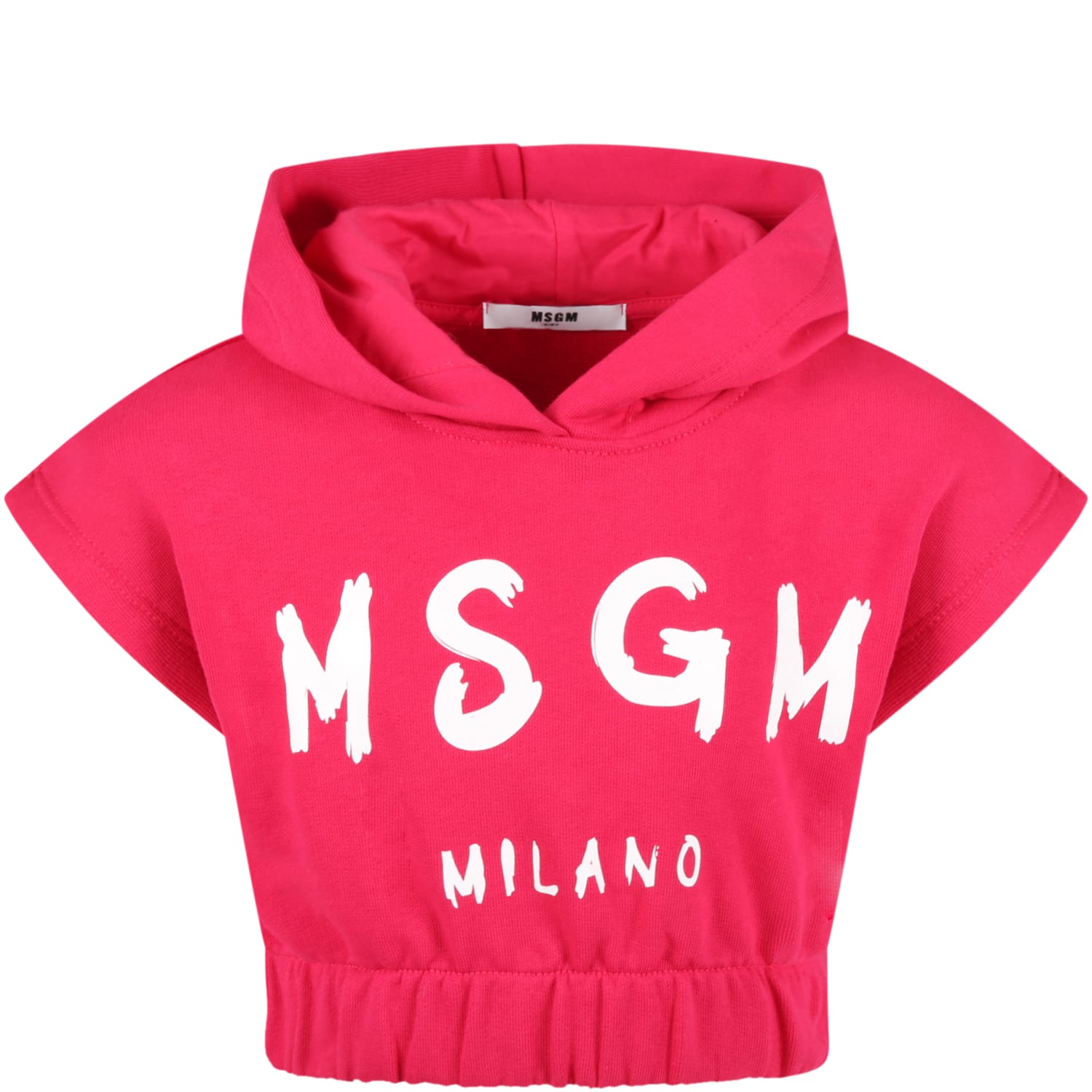 MSGM Fuchsia Sweatshirt For Girl With White Logo