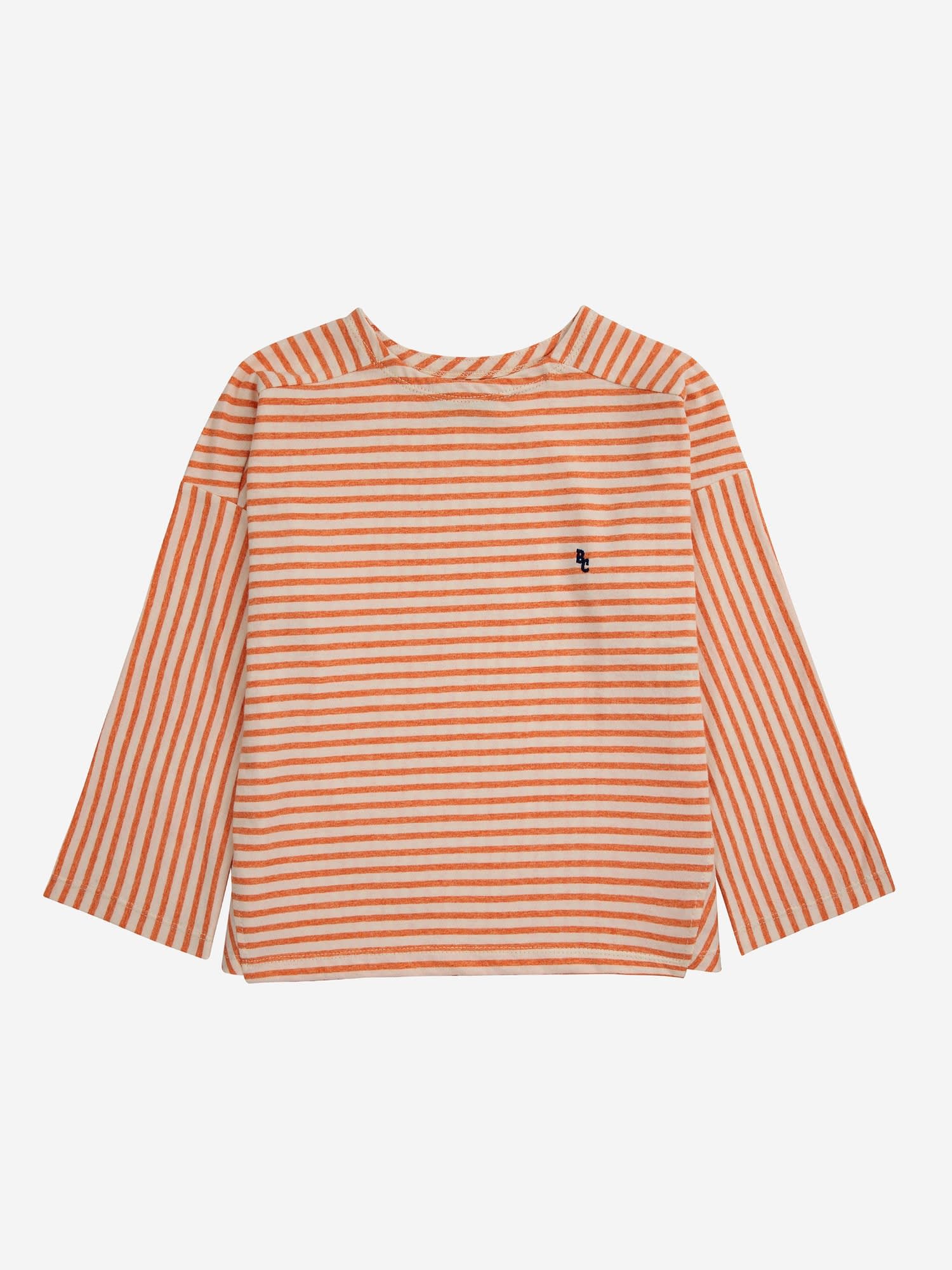 Bobo Choses Orange T-shirt For Kids With Stripes