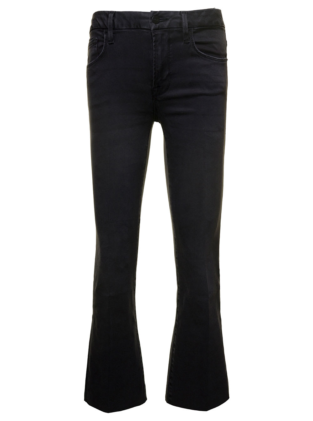 Shop Frame Le Crop Mini Boot Black Five-pocket Jeans In Stretch Cotton Denim Woman